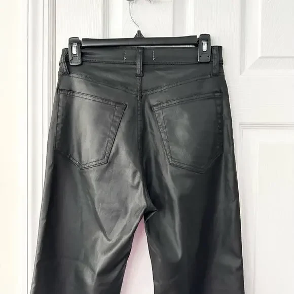 Abercrombie & Fitch Black Coated The Ankle Straight Ultra High Rise Jeans 28/6R - Picture 10 of 13